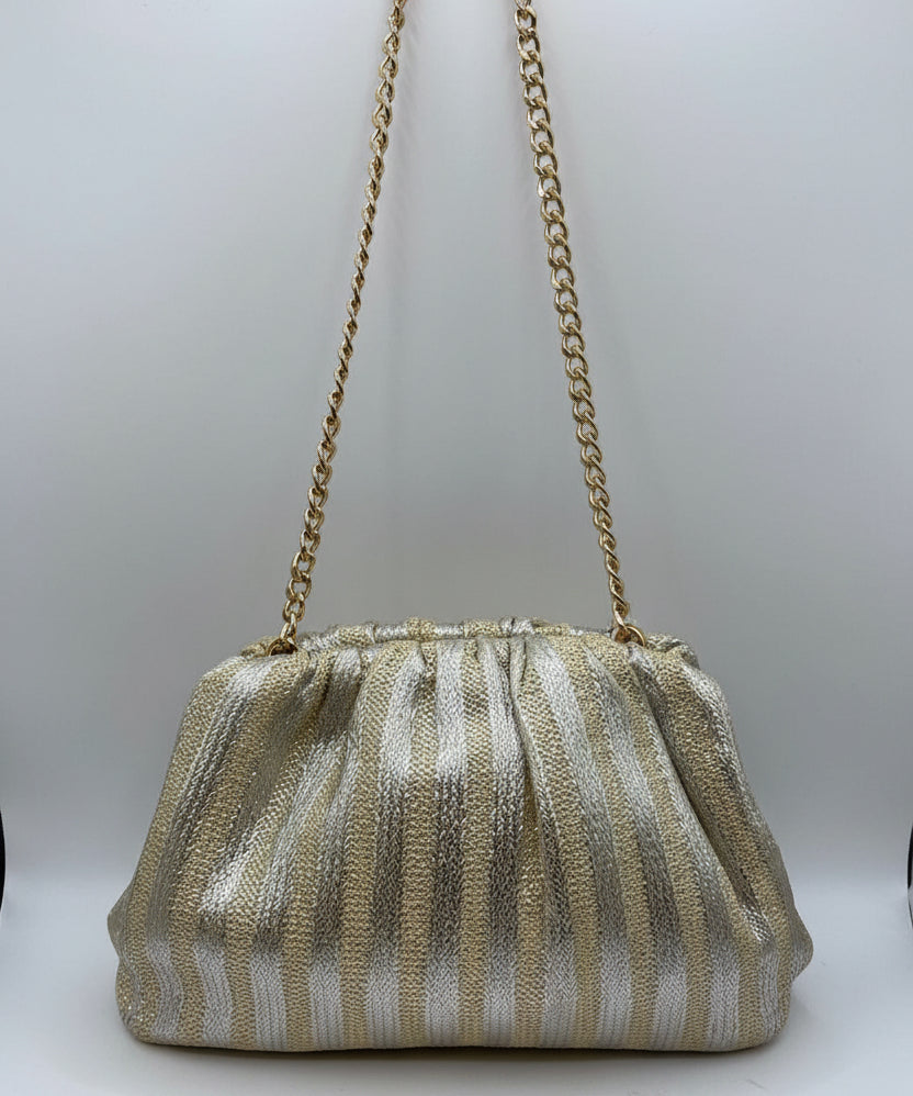 Anthropologie. Gold and Silver Striped Evening Handbag