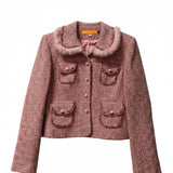 Tweed Blazer with Faux Fur Trimmed Collar