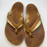 Brown and Gold Flip Flops