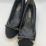 Lauren by Ralph Lauren Black Suede Heels with Bow