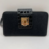 Stylish Black Wallet with Crocodile Print