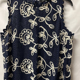 Solitairé Navy Floral Embroidered Top
