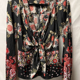 Floral Printed Knot Front Blouse